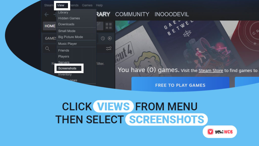 click views from menu then select screenshots yehiweb