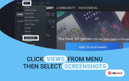 click views from menu then select screenshots yehiweb