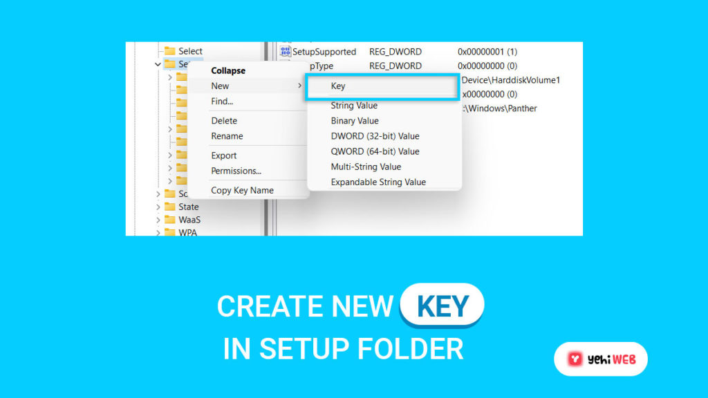 create ne key in setup folder yehiweb