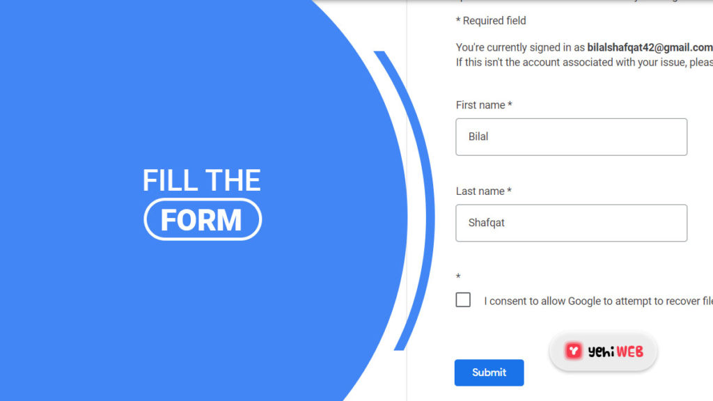 fill the form yehiweb