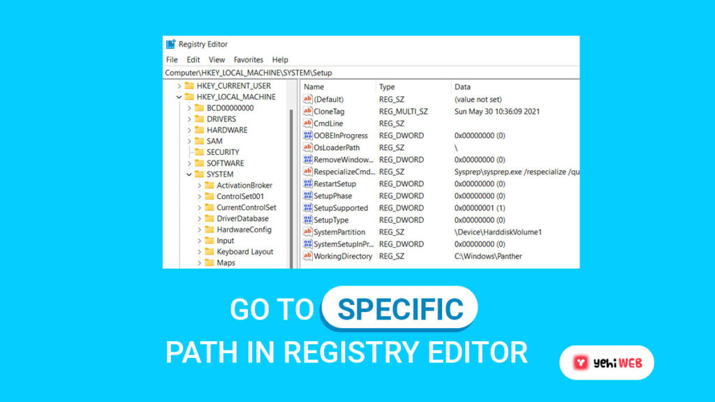 go to specific path in registry editor yehiweb