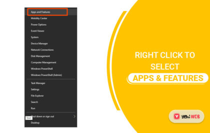 right click to select apps n features yehiweb