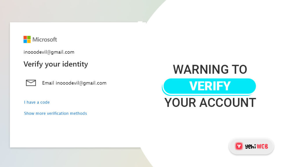 warning to verify your account yehiweb