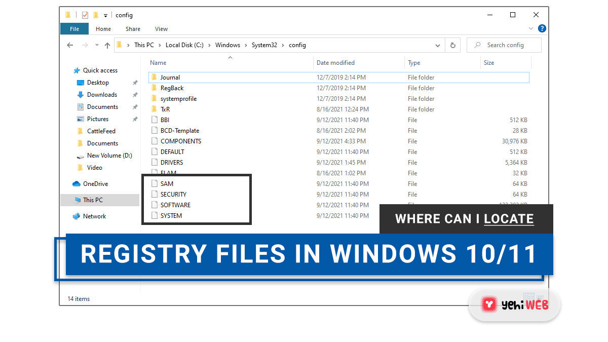 Where can I locate the Windows Registry files in Windows 10/11?