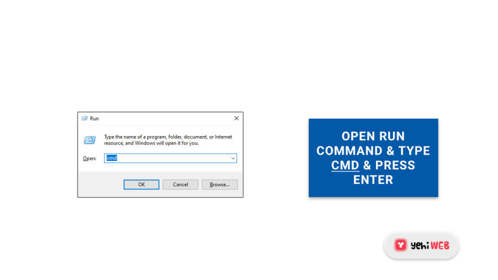 open run command type cmd and press enter yehiweb