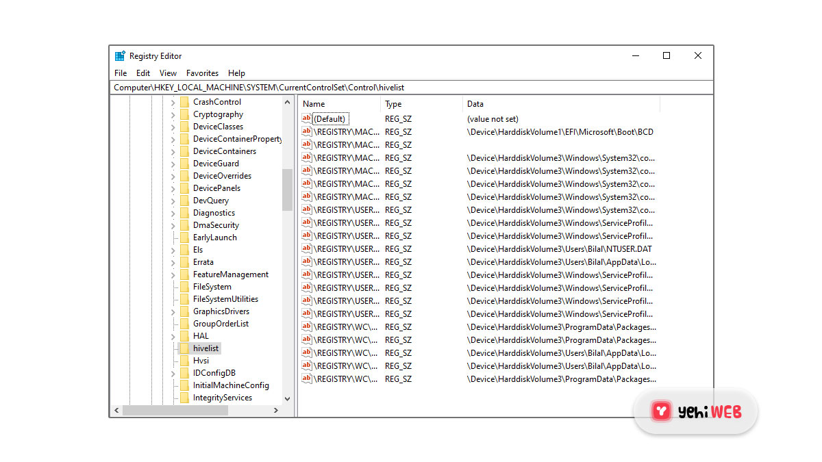 registry file location windows 10