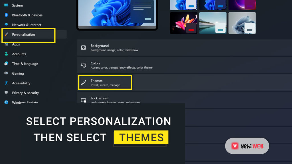 select personalization then select themes yehiweb