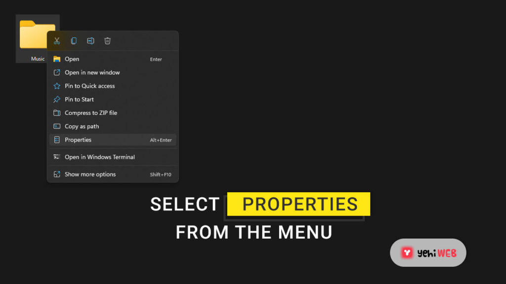 select properties from the menu yehiweb