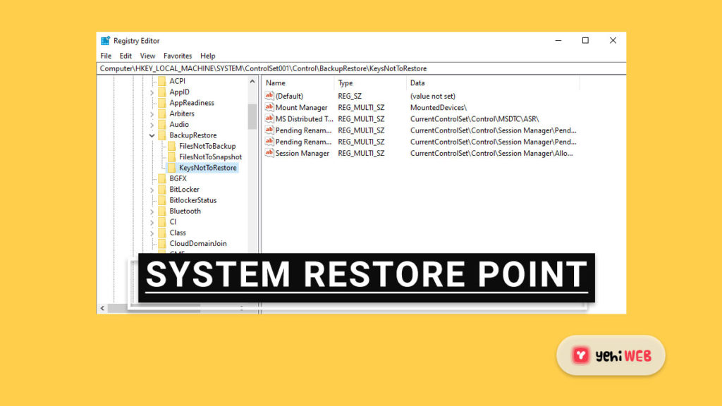 system restore point yehiweb