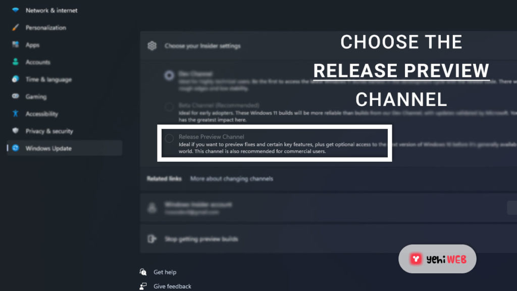 choose the release preview channel yehiweb