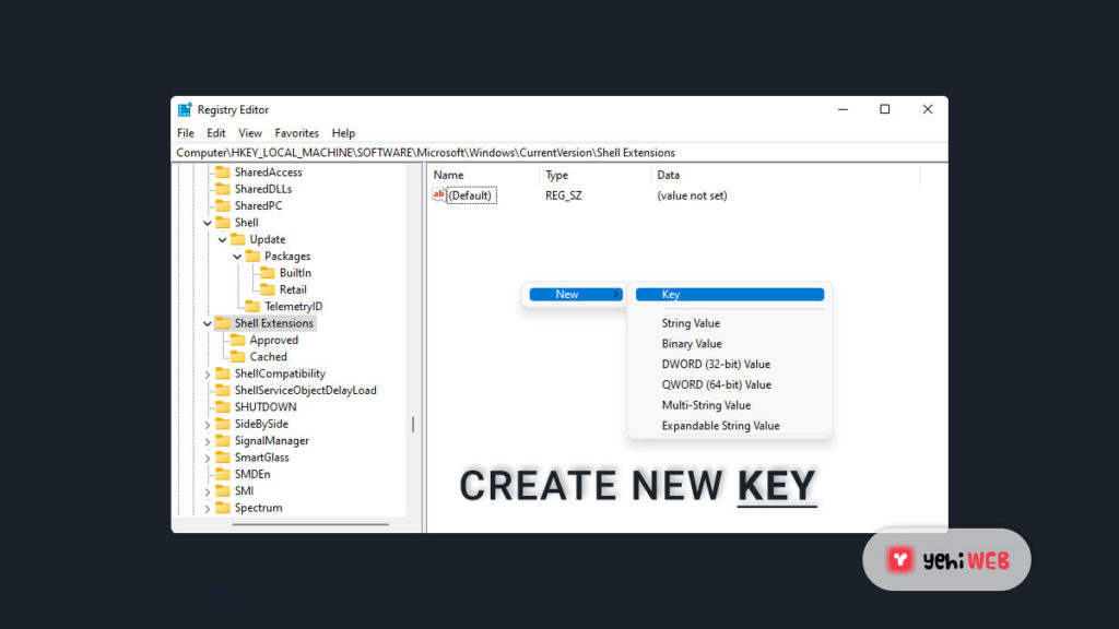 create new key yehiweb