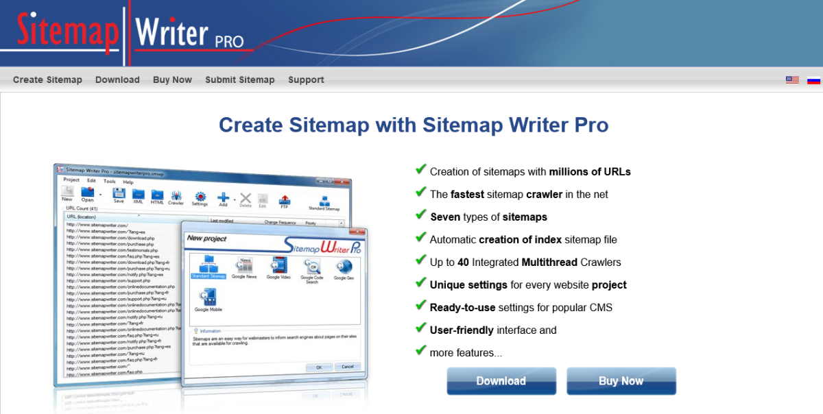 Sitemap Writer Pro Tool Landing Page