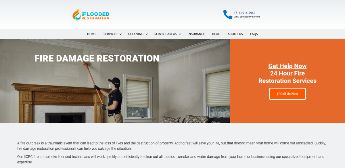 iFlooded Restoration Landing Page