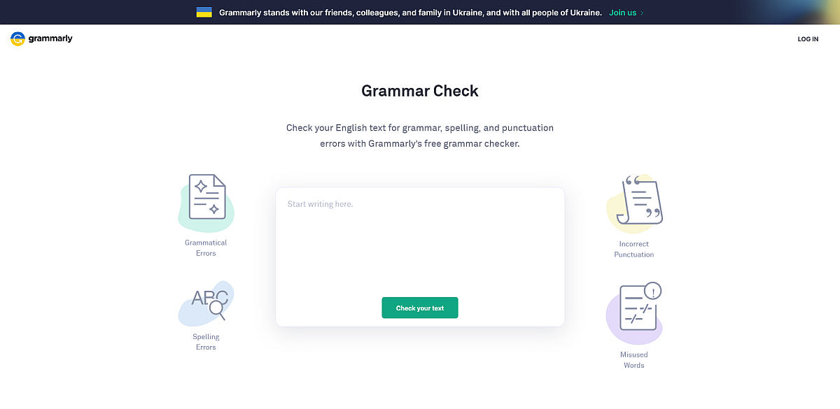 Grammarly Tool Landing Page