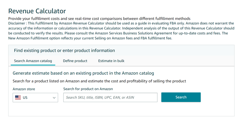 Amazon Revenue Calculator website